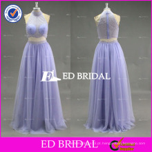 2017 ED Lavender Custom Made Halter sem mangas de duas peças Bead Work Tulle Prom Dress